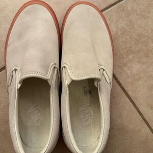 Vans Women’s Cream and Tan Platform Slip-On Shoes